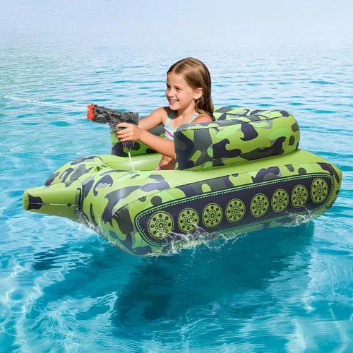 Vista 7 de Pistola de agua eléctrica automática con flotadores de piscina, divertidos flotadores inflables de piscina para fiesta en la piscina, con potentes