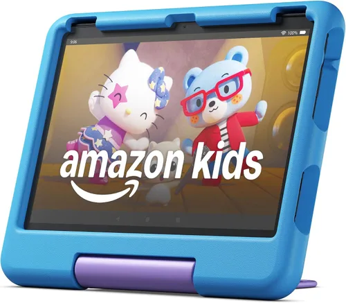Vista 2 de Tablet Amazon Fire HD 10 Kids para niños de 3 a 7 años Controles parentales, 2 años de garantía sin preocupaciones, contenido adecuado para la Azul
