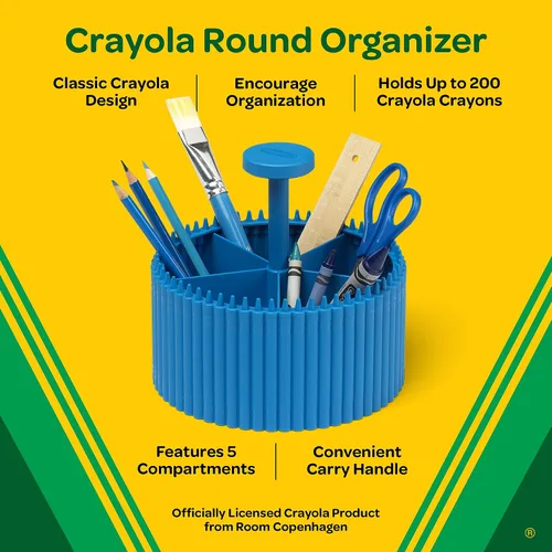 Vista 4 de Crayola - Organizador redondo de almacenamiento, organizador de escritorio creativo para niños con 5 secciones para almacenar bolígrafos, lápices