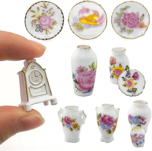Vista 10 de iLAND Accesorios de casa de muñecas en miniatura para muebles de casa de muñecas, juego de ajedrez mini globo de libro para sala de estudio de casa