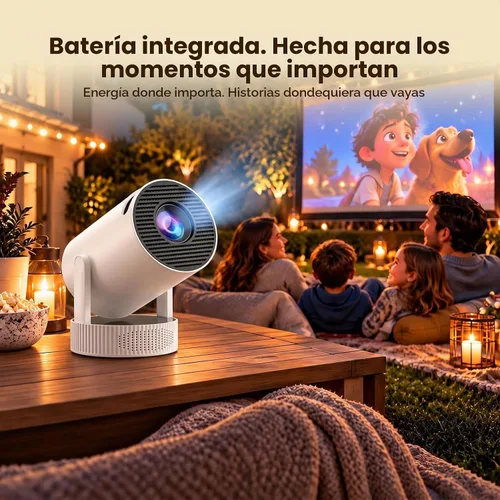 Vista 2 de Mini proyector con batería, WiFi 6 y Bluetooth5.4, compatible con Blanco loto