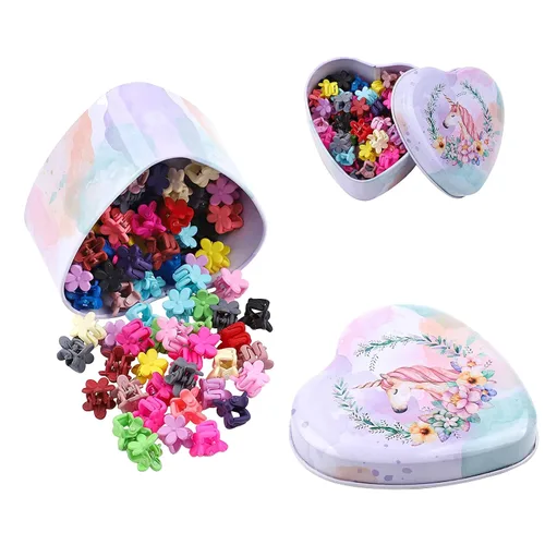 Vista 10 de 128 PCS Pinzas Mini para Cabello de Niñas Bebés Clips Tipo Garra Accesorios para Cabello con Flores Barrettes para Niñas de Escuela Niños 128