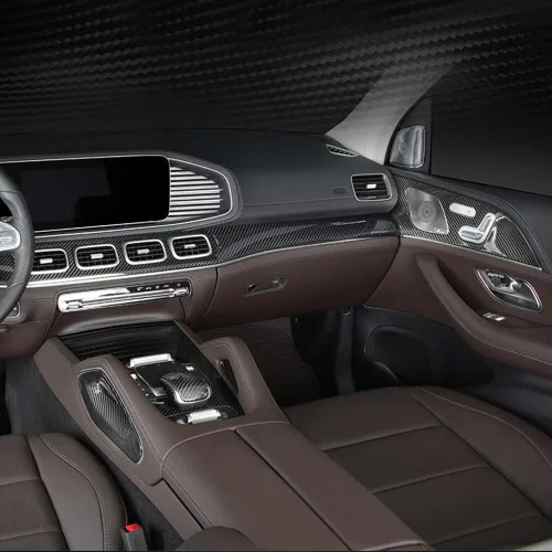 Vista 9 de Cubierta de consola central de fibra de carbono real para Mercedes-Benz GLE W167 C167 Coupe 350 53 63 S GLS X167 450 580 63 AMG accesorio