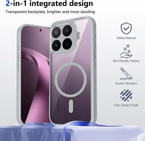 Vista 184 de Funda magnética transparente compatible con Xiaomi 17T, color negro 2 en 1 PC + TPU cubierta de teléfono a prueba de golpes, carcasa protectora