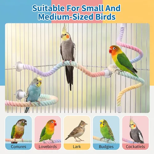 Vista 7 de 6 piezas de cuerda de jaula para pájaros de 15.75 pulgadas, 23.62 pulgadas