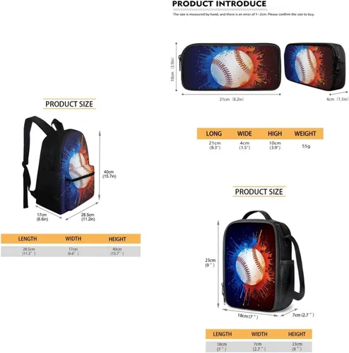 Vista 19 de FOR U DESIGNS Fuego baloncesto impreso niños escuela mochilas viaje mochila libro bolsa