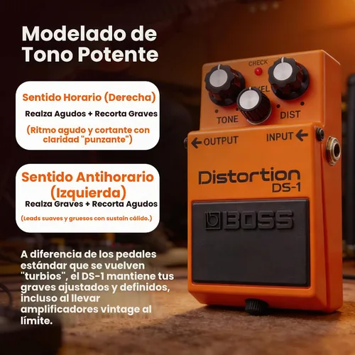 Vista 5 de Boss Paquete de distorsión DS-1 con cable de instrumento Gearlux, cable de conexión, púas y paño de pulido de Austin Bazaar Paquete con cable