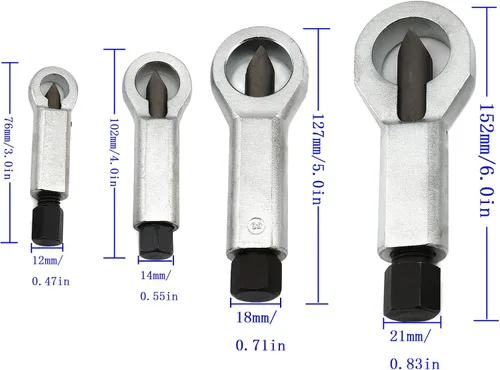 Vista 2 de Grieta divisora de tuercas de metal, herramienta divisora de tuercas de metal resistente, 4 piezas extractor manual de tuercas de presión