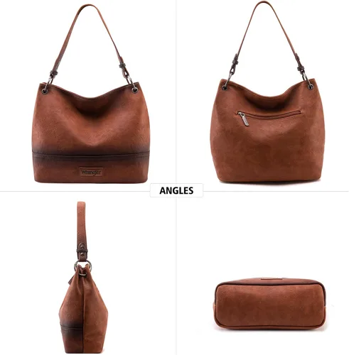 Vista 101 de Wrangler Hobo - Bolsas para mujer de cuero vegano con asa superior, bolsos de hombro y bolsos