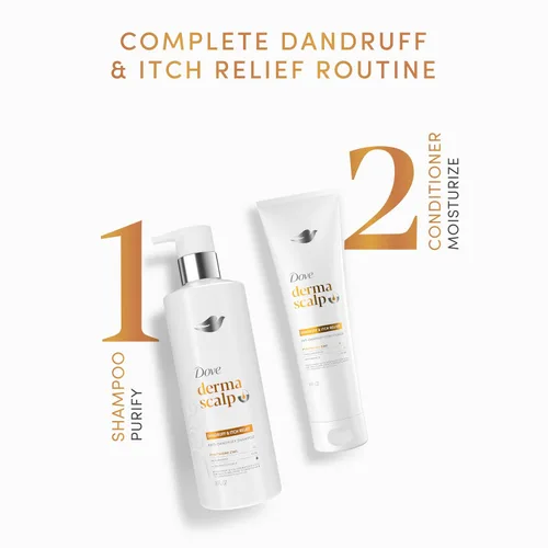Vista 6 de Dove Derma Scalp - Acondicionador para aliviar la caspa y la picazón, 1 unidad con piritiona de zinc, suero lamelar y niacinamida o alivio del cuero