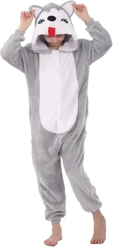 Vista 2 de WOYASIM Pijama de animal para niños, disfraz de una pieza, ropa de dormir, Halloween, Pascua, cosplay para niñas y niños