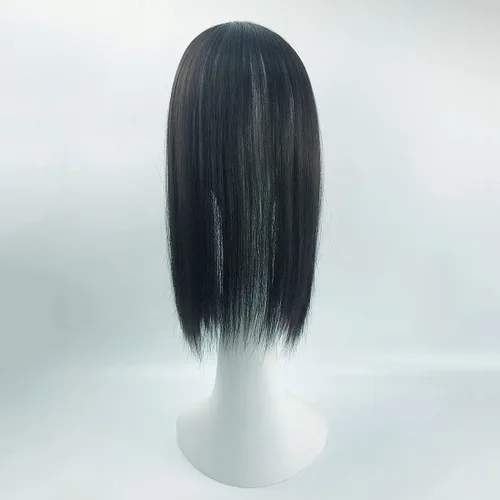 Vista 4 de YYDS Parte izquierda, de seda, lacio, con clip, mezcla natural, Snythetic, Topper para mujeres que pierden cabello (1b# negro)