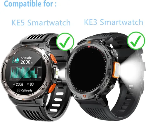 Vista 2 de Protector de pantalla compatible con EIGIIS KE3 Smart Watch de 1.45 pulgadas (paquete de 3) Película de vidrio templado compatible con LaNikar