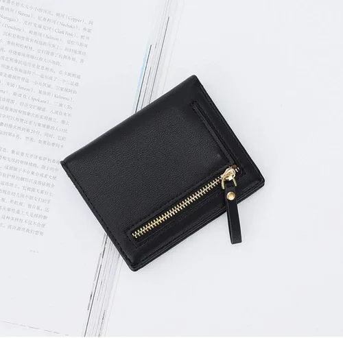 Vista 5 de AnnabelZ Billetera pequeña de cuero plegable para mujer, mini monedero corto