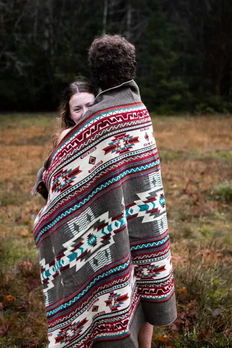 Vista 3 de Manta Inca Azteca, Manta de Reina, Manta de Rey Manta del Suroeste Indio Navajo Estilo Boho Cubierta Nativa para Acampar, Ropa de Cama, Sofá