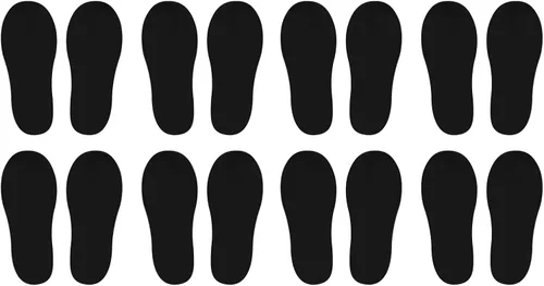Vista 7 de PATIKIL Adhesivo de huellas de 6 x 2 pulgadas, 8 pares de PVC para suelo de zapatos pequeños para decoración de clase, guía de escaleras, color negro