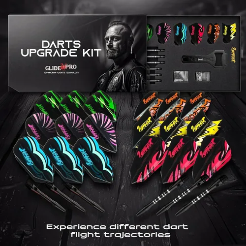 Vista 8 de IgnatGames Vuelos de dardos y accesorios – Juegos de 30 dardos de diferentes formas y 6 protectores de vuelo, kit de accesorios de dardos