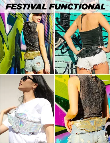 Vista 4 de FYDELITY Riñonera retro para mujer, bolsa cruzada para mujeres y hombres, bolsa de festival, pequeña y linda, riñonera para mujer, bolsa de moda
