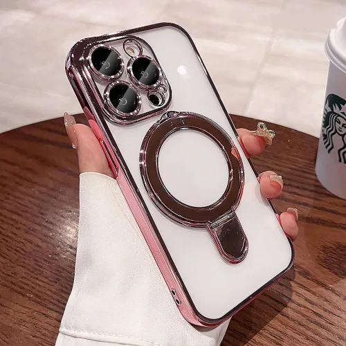 Vista 11 de Funda magnética para iPhone 14 Pro con soporte para anillo compatible con MagSafe, protector de lente de cámara incorporado, funda a prueba