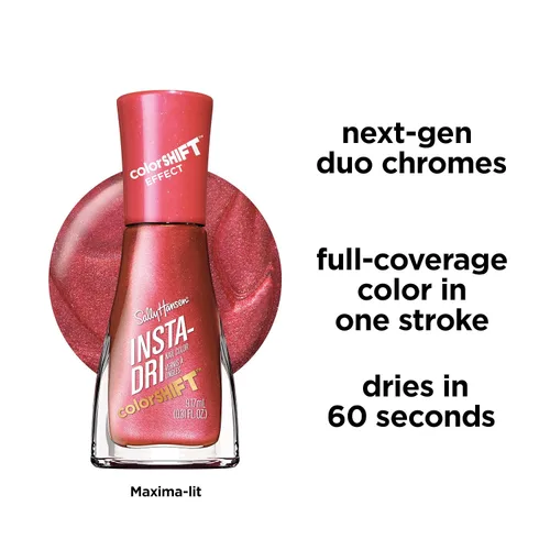 Vista 4 de Sally Hansen Insta-Dri Color Shift, Maxima-lit, altamente pigmentado, esmalte de uñas de secado rápido, fórmula 3 en 1, fácil de aplicar, 0.32 onzas