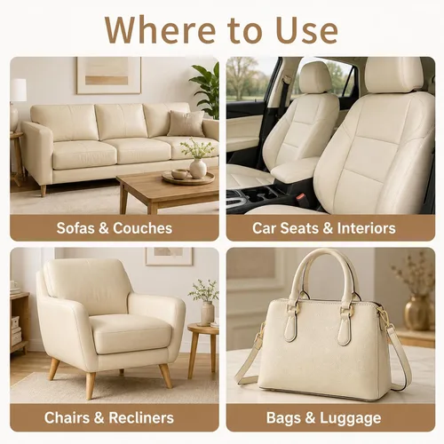Vista 7 de Parche de reparación de cuero para sofás, kit de cinta de reparación de cuero autoadhesiva para muebles, sofás, asientos de automóvil, sillas, Beige