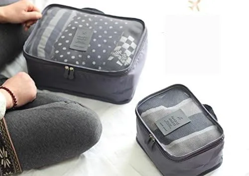 Vista 8 de King&Pig 6pcs Viaje Organizador Bolsas Impermeable Equipaje Ropa Acabado Bolsa (gris)