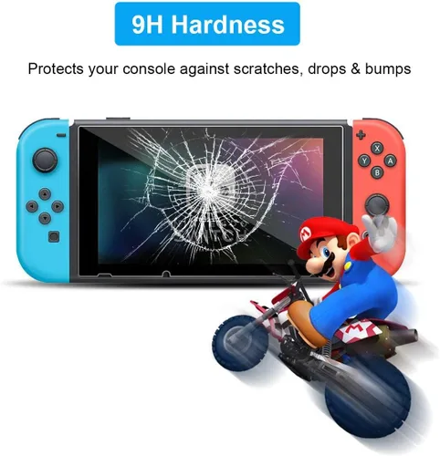 Vista 6 de Protector de pantalla para Nintendo Switch 2 unidades de vidrio templado POKANIC transparente HD transparente antiarañazos sin burbujas fácil