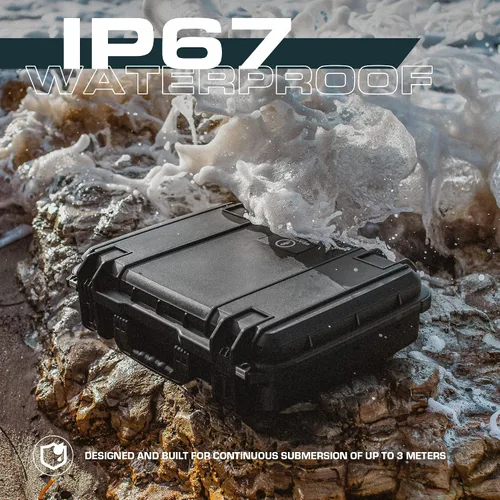 Vista 4 de Seahorse Caja protectora resistente 710 con espuma Accuform, aprobada por la TSA, especificaciones mil, resistente al agua IP67, fabricada en Negro