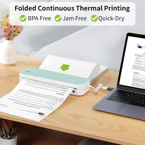 Vista 3 de 200 hojas de papel de impresora térmica de 8.5 x 11 pulgadas, papel térmico de tamaño carta de EE. UU. compatible con Peripage, Munbyn, Jadens