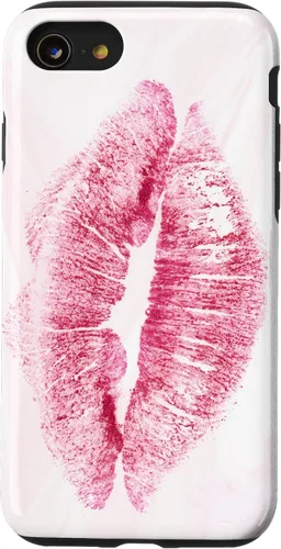 Vista 13 de Carcasa rosa para iPhone 15 Kiss Lips Love