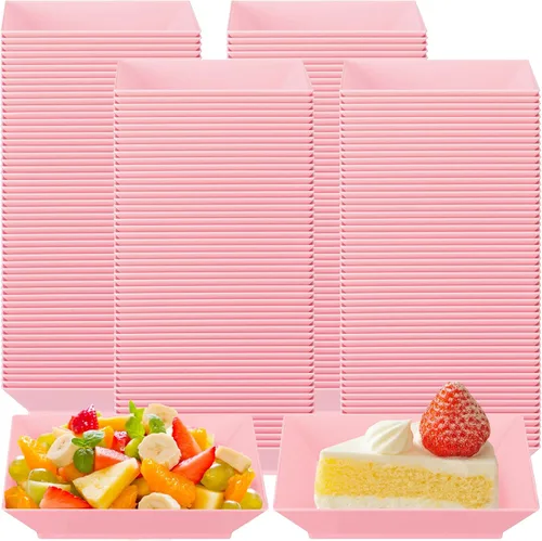 Vista 11 de 200 Piezas Platos Cuadrados Mini para Postre de 2.5 x 2.5 Pulgadas Platos Desechables para Aperitivos Pequeños Platos de Plástico Transparente