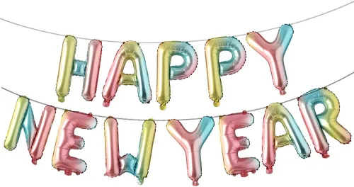 Vista 12 de Cartel de Feliz Año Nuevo de 16 pulgadas - Globo de aluminio 2021 para decoración de fiestas, suministros de celebración (negro)