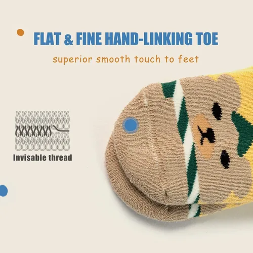 Vista 4 de Calcetines cálidos antideslizantes para bebés y niños, calcetines de invierno gruesos con agarres para bebés y niñas, calcetines antideslizantes