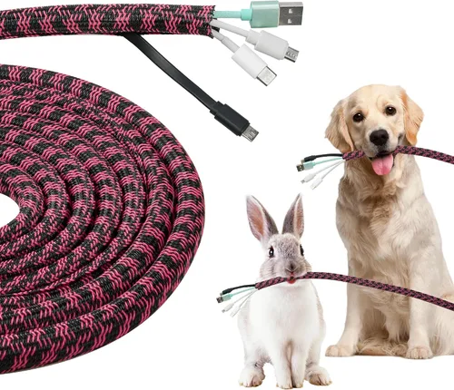 Vista 13 de Funda para Cables de 1/2" x 3.05m Negra/Blanca - Protege los Cables de las Mascotas y Organiza los Alambres - Estilo Moderno - Material de Poliéster