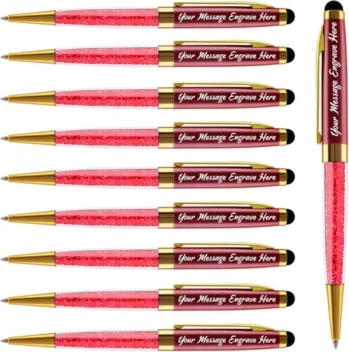 Vista 14 de Ancolo Bolígrafos grabados de lujo con punta de lápiz capacitivo, repuestos de tinta negra de cristal, bolígrafos de calidad, personalizados