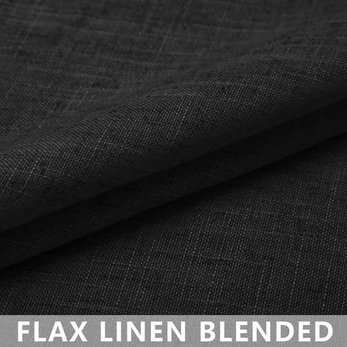 Vista 4 de Mrs.Naturall - Cortinas transparentes con bolsillo para barra de 36x63 pulgadas de lino mezclado negro