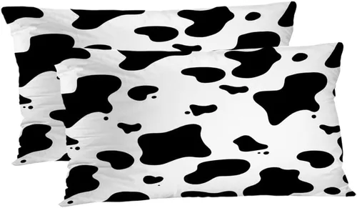Vista 18 de TOMWISH Juego de 2 fundas de almohada de 16 x 16 pulgadas, diseño de vaca blanca y negra, fundas decorativas para el hogar, cama, sofá, sala