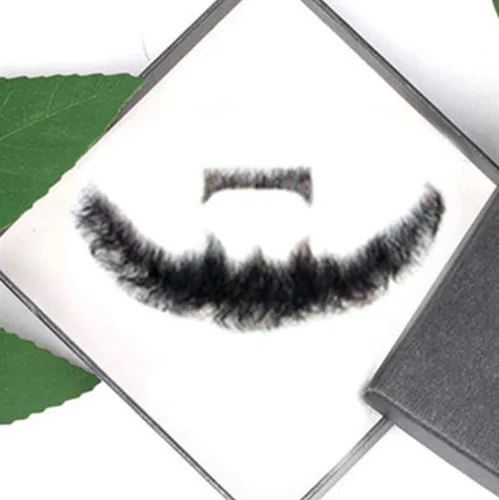 Vista 5 de 100% cabello humano atado a mano completa, encaje invisible, barbas falsas, barba falsa y bigote para hombres, entretenimiento realista, drama, Negro