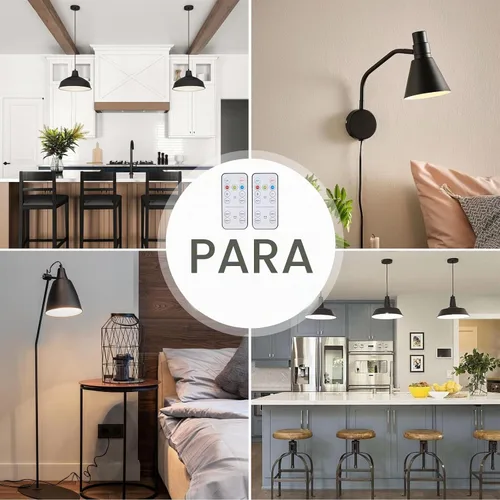 Vista 7 de Vitnucrol Paquete de 2 bombillas magnéticas a pilas con control remoto, luces LED inalámbricas negras, inalámbricas, regulables, E26, atornillables