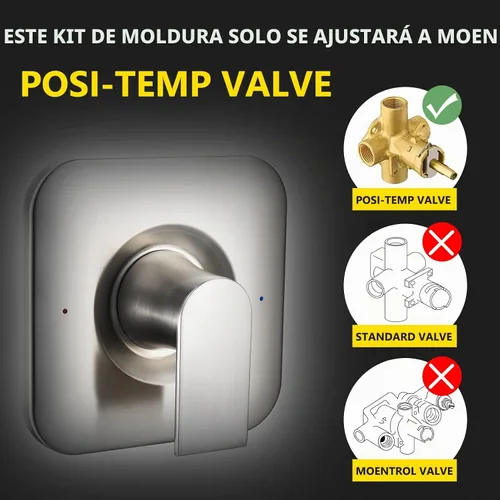 Vista 2 de Reemplazo para el kit de ajuste de válvula Posi-Temp Moen T2471BN Genta LX, níquel cepillado