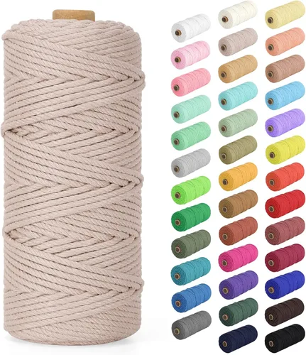 Vista 86 de Cuerda de macramé de 0.079 in x 220 yardas (656 pies), cuerda de algodón natural para colgar en la pared, ganchos de plantas, manualidades Verde