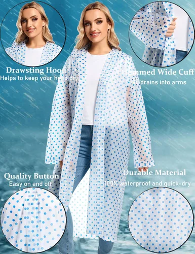 Vista 140 de 2 abrigos de lluvia de Borogo para adultos, chaquetas de lluvia reutilizables para hombres y mujeres