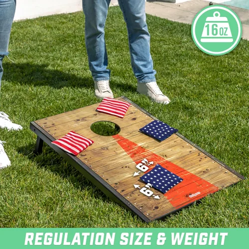 Vista 4 de GoSports Official Regulation Cornhole Bean Bags Set of 8 – for Competitive Cornhole Games - All Weather - American Stars and Stripes or Red and Blue