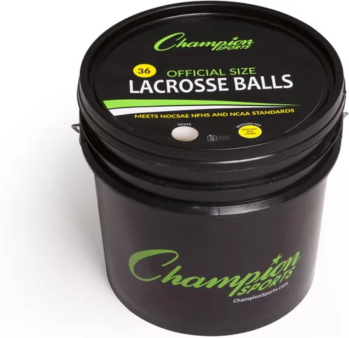 Vista 4 de Champion Sports Lacrosse Balls Bucket - 36 Count NCAA & NFHS Certified Regulation Training & Game Balls - Yellow