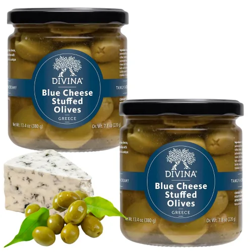 Vista 8 de DIVINA Aceitunas verdes rellenas de queso azul, 7.8 onzas, 1 paquete