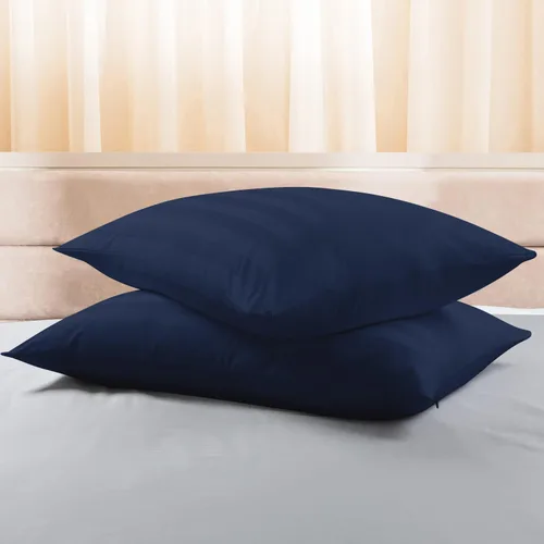 Vista 40 de Juego de 2 protectores de almohada estándar, 100% algodón egipcio con cremallera, 400 hilos, tejido satinado, algodón, color beige, fundas