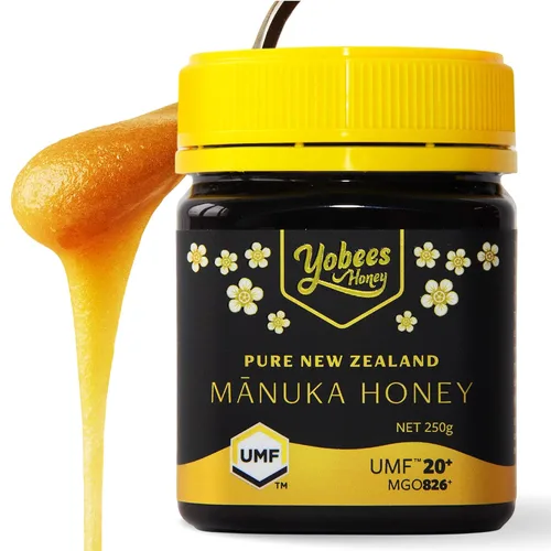 Vista 9 de Yobees Honey Miel de Manuka de Nueva Zelanda cruda y sin pasteurizar orgánica MGO 261+ / Certificado UMF 10+ 8.8 onzas