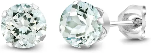 Vista 20 de Gem Stone King Aretes redondos de plata de ley 925 con piedra natal de 0.236 in para mujer