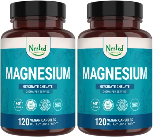 Vista 10 de Nested Naturals Quelato de glicinato de magnesio - Suplemento de magnesio quelatado de 200 mg para calambres musculares, relajación y apoyo