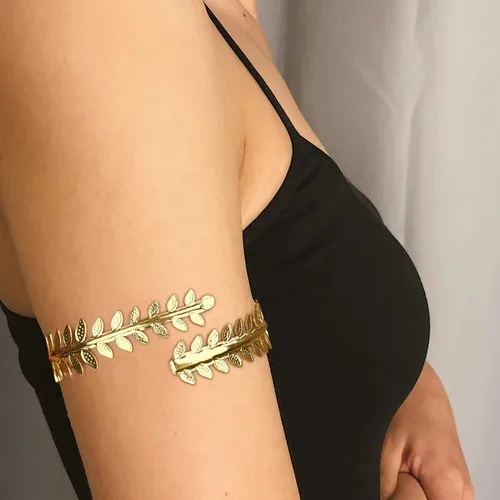 Vista 5 de THUNARAZ Gold Arm Cuff Bracelet for Women Arm Bracelet Upper Arm Band Bangle Bracelet Minimalist Simple Adjustable Greek Armlet Wedding Party Jewelry